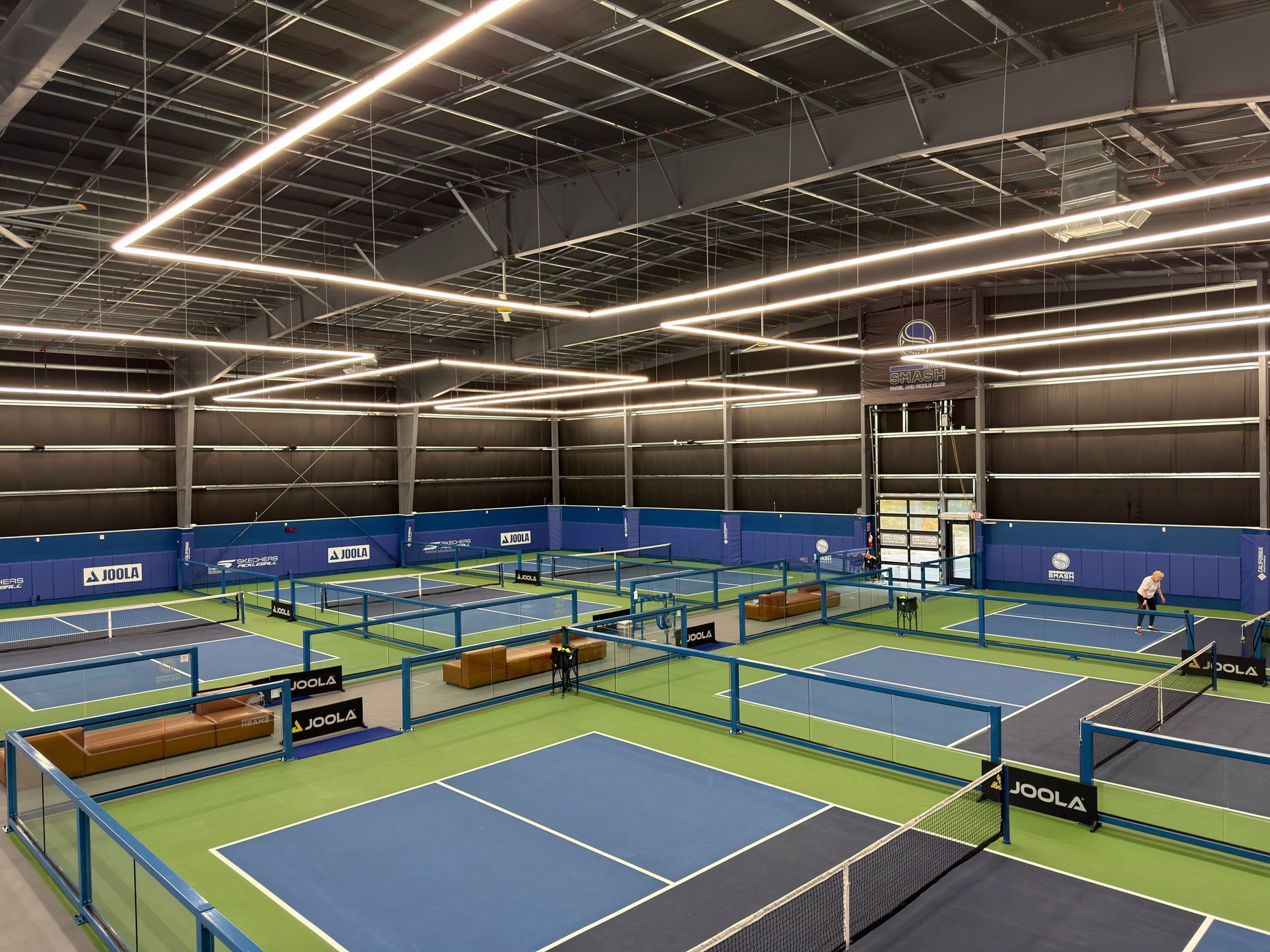 Padel courts at Serve and Smash Padel and Pickleball Club in Branford, CT