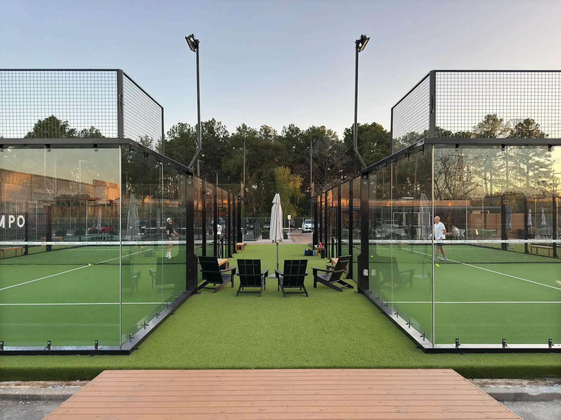 Padel courts at TEMPO Padel & Pickleball Club in Houston, TX