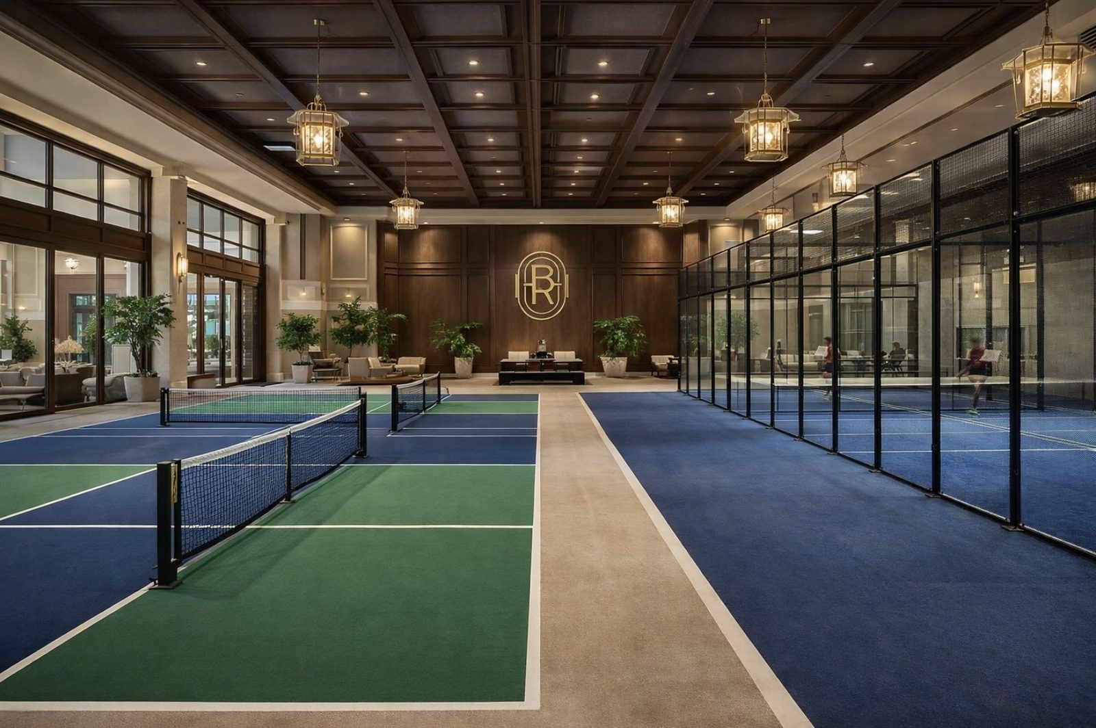 Padel courts at The Bath & Racquet House in Tampa, FL