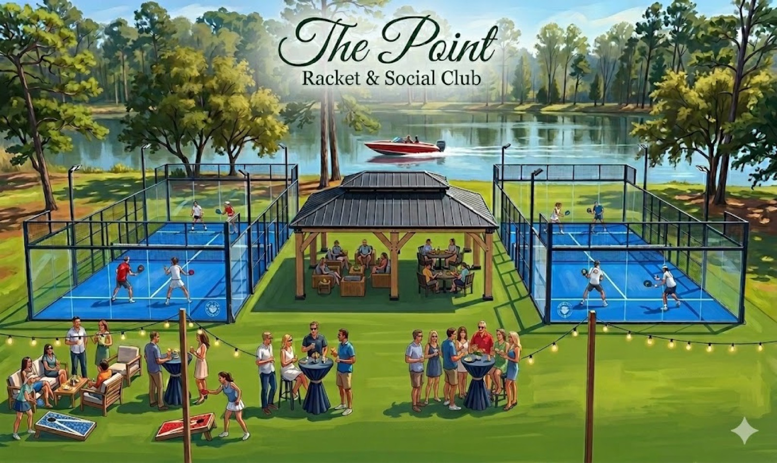 Padel courts at The Point Racket and Social Club in Johns Island, SC